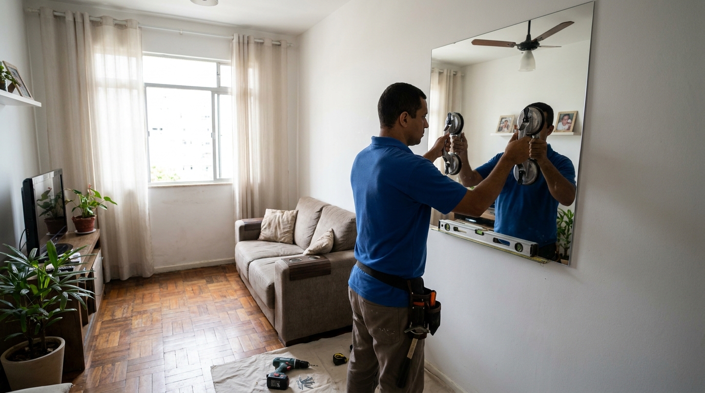 Espelho sob medida com parquet em Palmas-TO